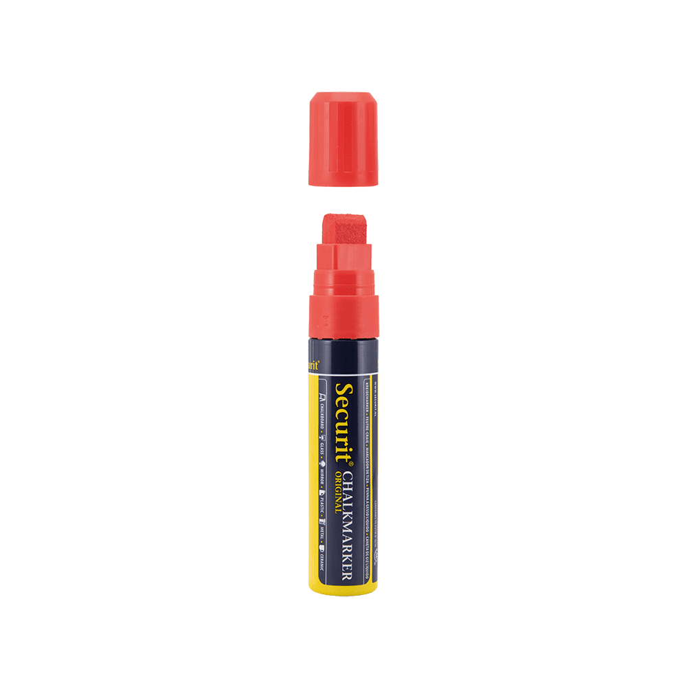 Roter Kreidemarker dick für die Beschriftung von romantischen Kreidertafeln wie Herzen und Blumen, Kreidemarker rot Securit 7-15mm, Chalkmarker red thick