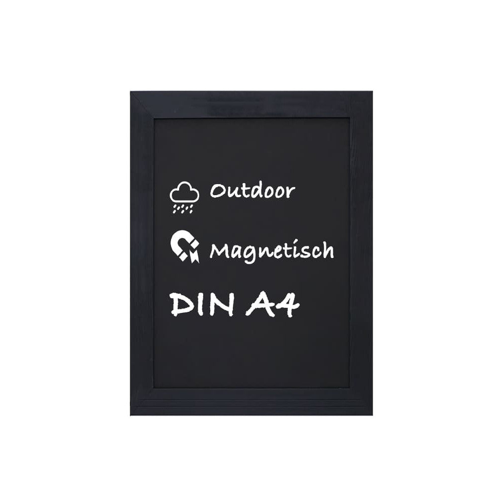Schwarze Wandkreidetafel mit magnetischer Fläche A4