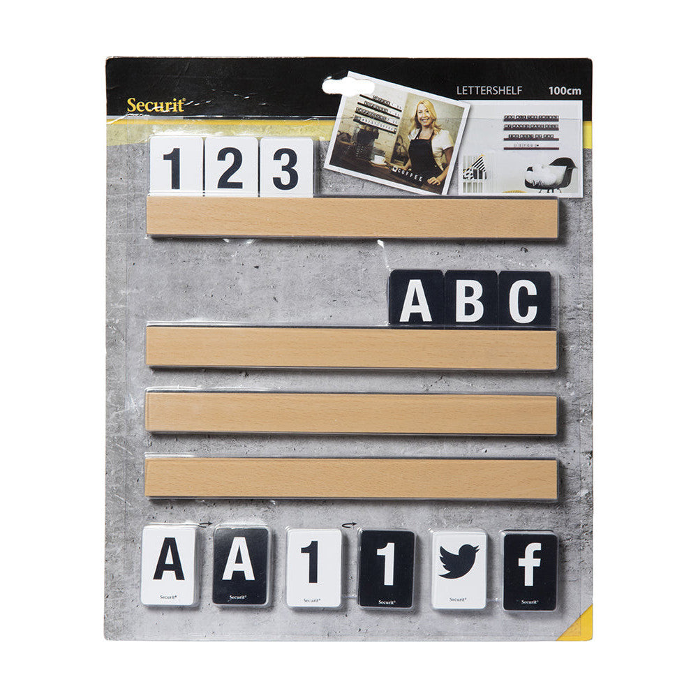 Securit-Buchstabenregal-Buchenholz-inklusive-Buchstaben,-Zahlen,-Symbolen