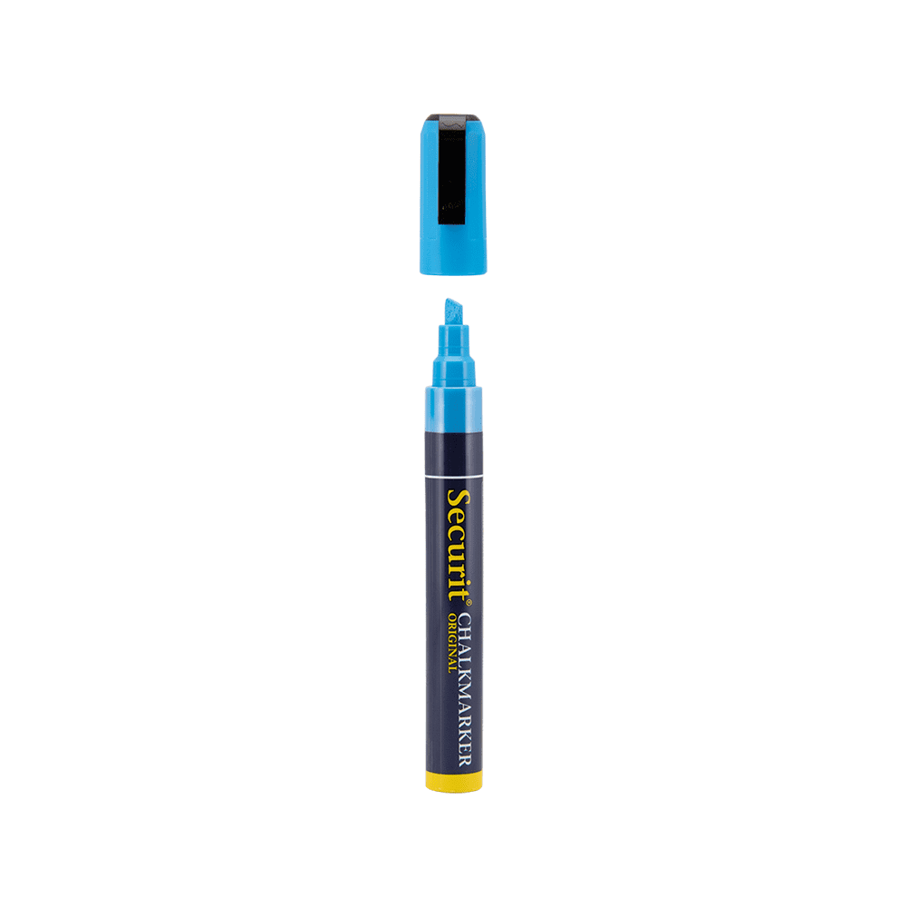 Securit Kreidemarker blau mit 2-6mm Spitze zum Schreiben auf Kreidetafeln Glas und alle glatten Oberflächen