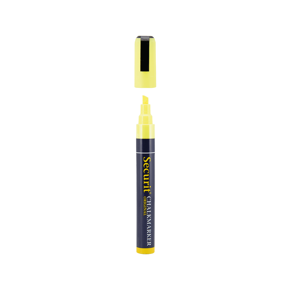 Securit Kreidemarker gelb mit 2-6mm Schreibdicke, gelber dicker Kreidestift für Kreidetafeln und Wandtafeln, gelber Kreidemarker günstig bestellen