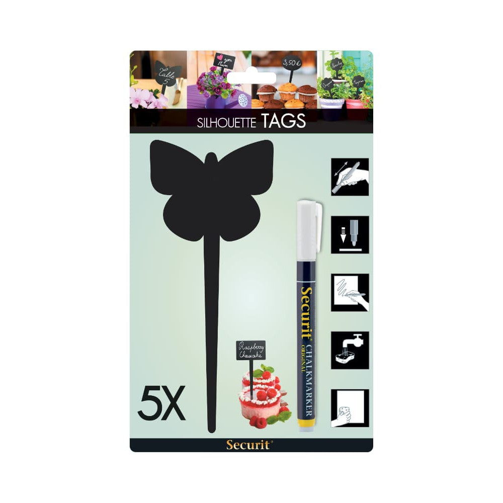 Securit Tags Butterfly, Schmetterling Kreidetafel zum reinstecken
