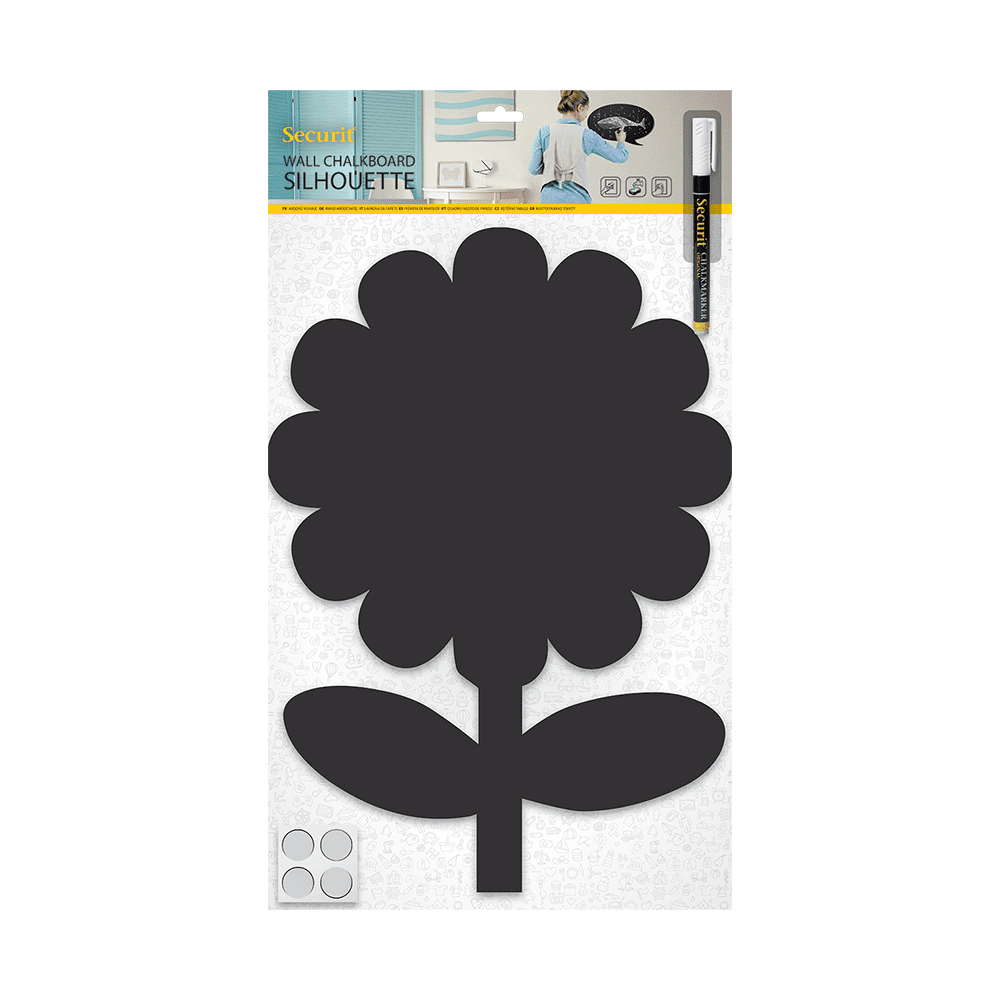 Securit® Wandkreidetafel Silhouette Blume, 28x43cm