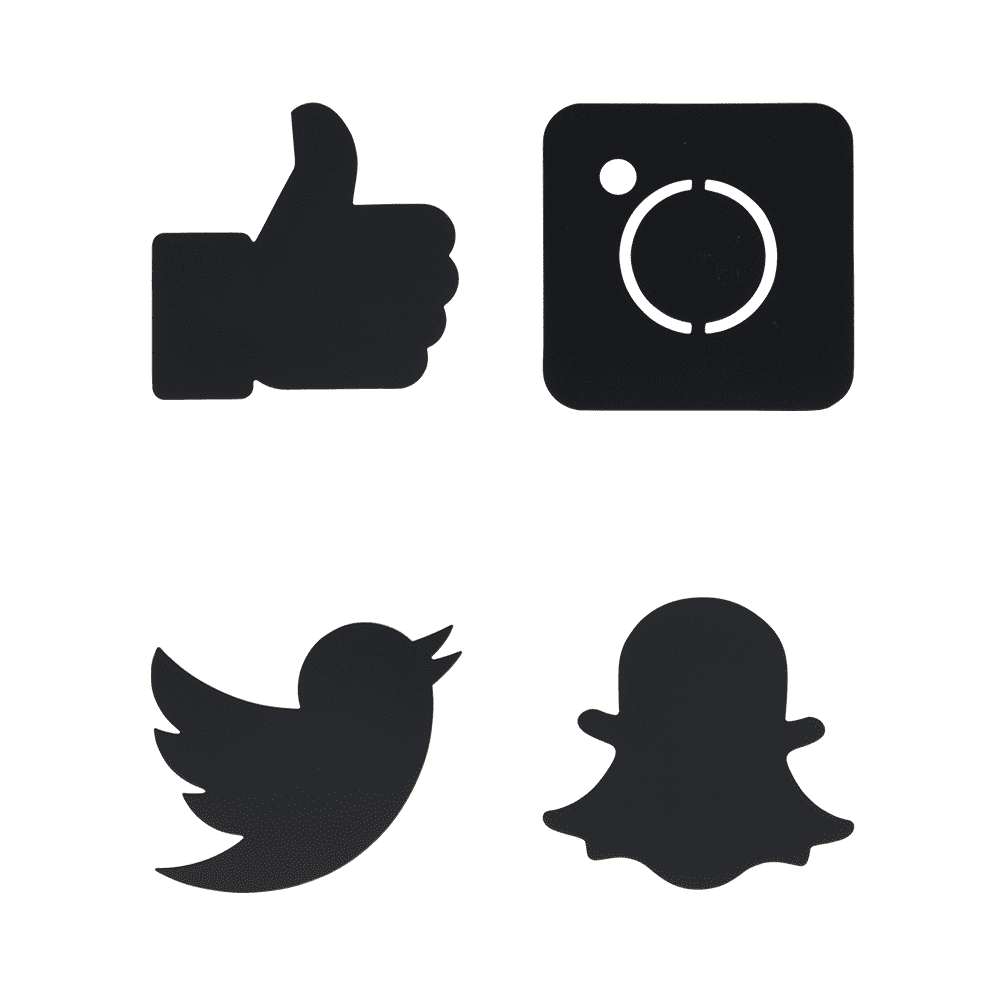 Social Media Icons Formen Kreidetafel zum Aufhängen oder Aufkleben an Wand, Türe, etc.