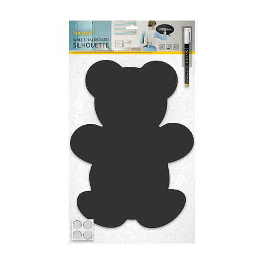 Teddybär Kreidetafel Form Silhouette, Kinder Kreidetafel Bär zum Beschriften mit Kreidemarker Kreidestifte inkl Kreidemarker und Wandmontageset