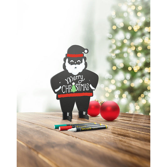 Tischkreidetafel 3D Weinachtsmann beschriftet mit farbigen Securit Kreidemarker, Securit Weinachtsmann Tischaufsteller