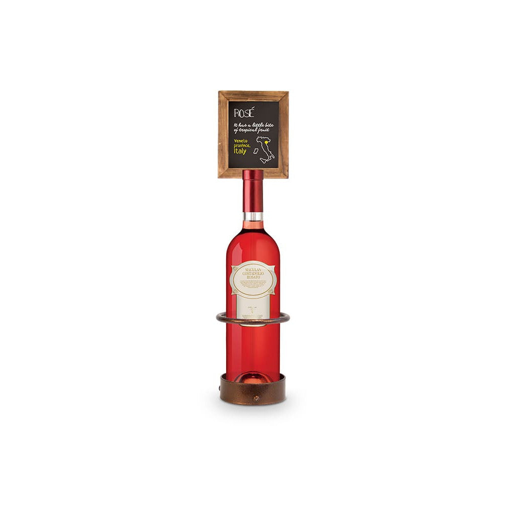 Tischkreidetafel mit Rose Weinflasche