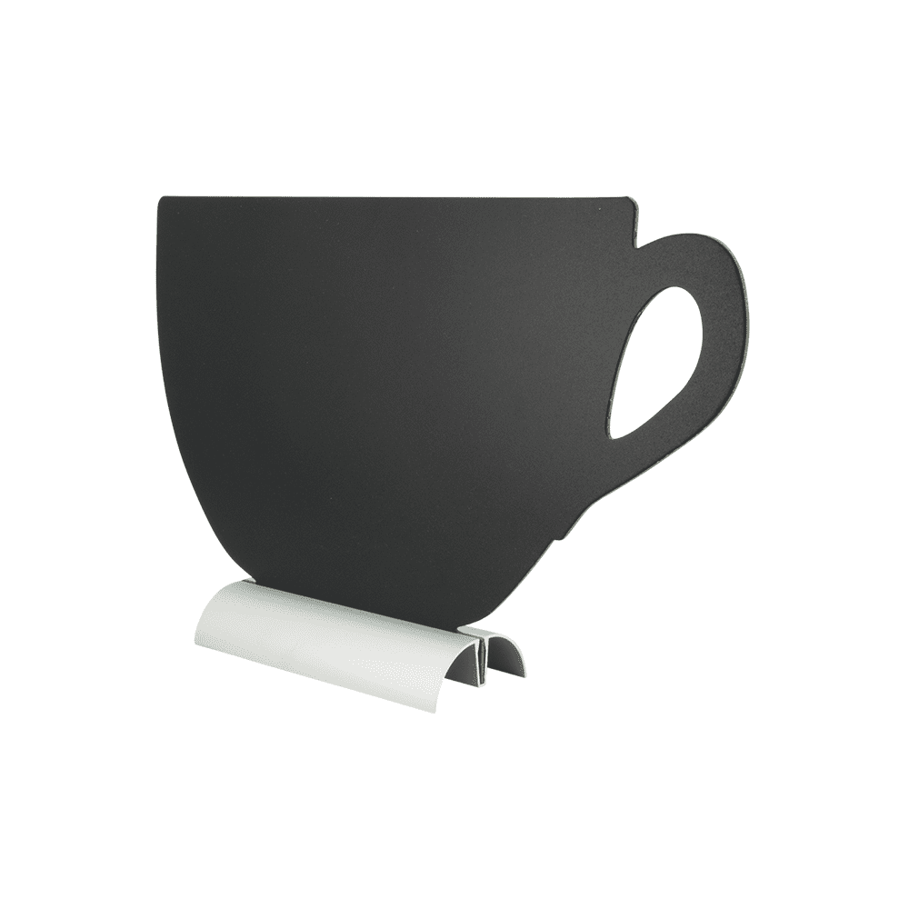 Securit®, Tischkreidetafel Aufsteller mit Aluminiumfuss, "Kaffeetasse" Form-Silhouette, 34x22cm