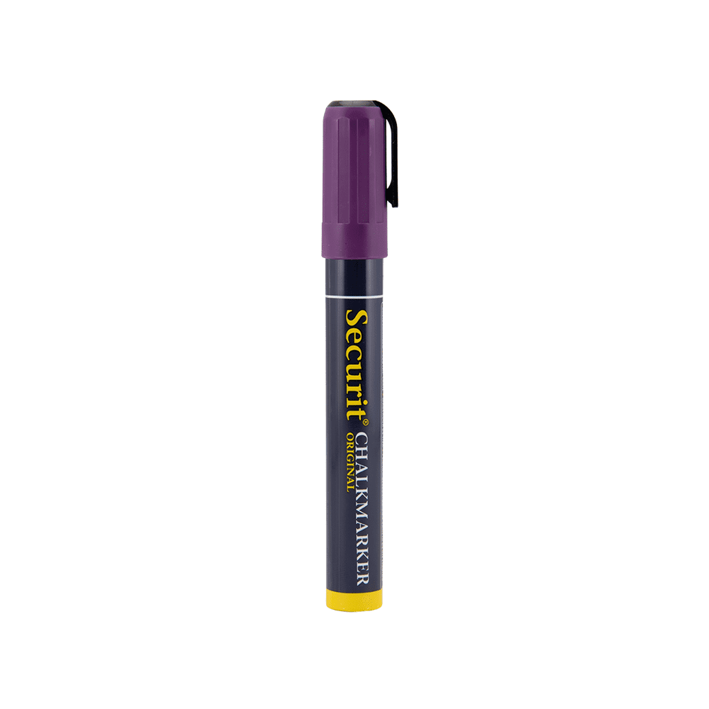 Violetter Kreidemarker Securit mit 2-6mm Spitze, abwischbarer Kreidestift für die Beschriftung von Kreidetafeln und Wandtafeln
