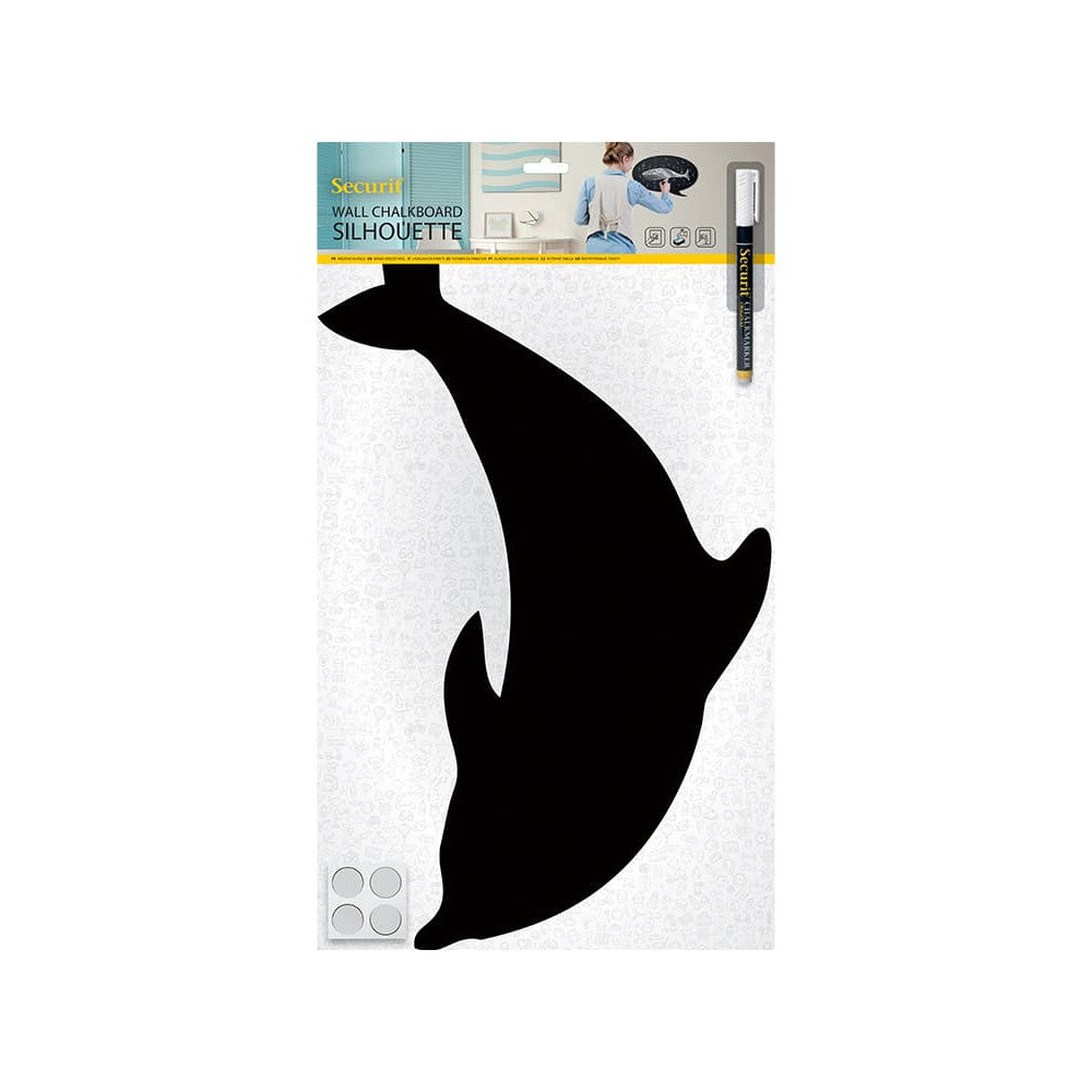 Wandkreidetafel Delfin Silhouette zum Malen mit Kreide