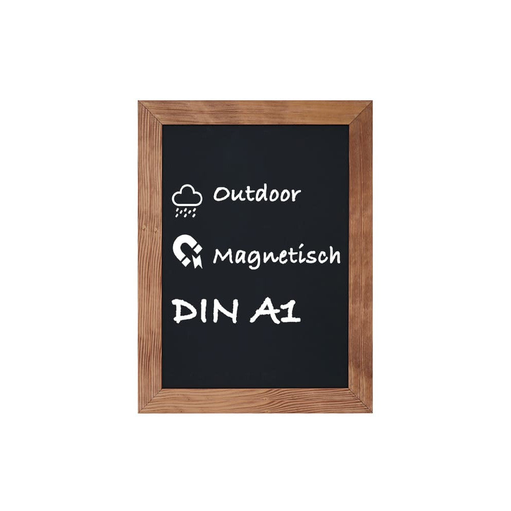 Wandkreidetafel magnetisch A1 mit Holzrahmen Dunkelbraun