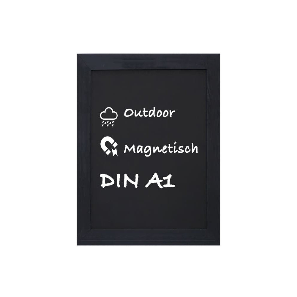 Wandkreidetafel magnetisch A1 mit Holzrahmen Schwarz
