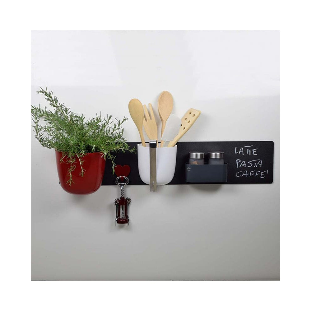 Wandkreidetafel magnetisch ohne Rahmen in Schwarz 14x70cm für Küchenutensilien