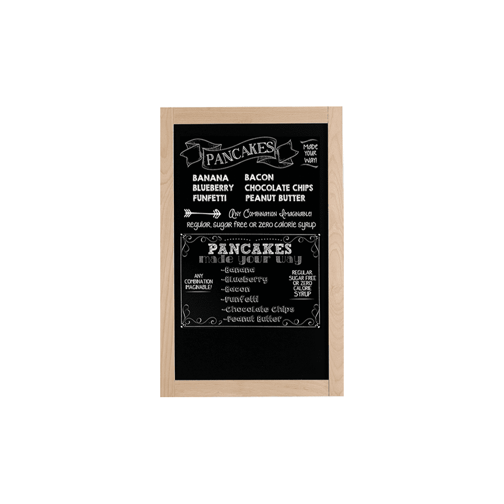 Wandtafel mit Kreidefläche beschriftet mit weissen Securit Kreidemarker mit dem Angebot eines Bistros