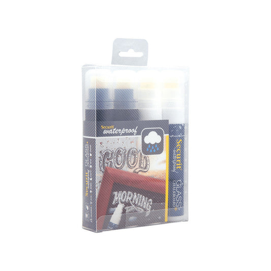 wasserfeste Kreidemarker Securit schwarz + weiss, Kreidemarker wasserfest 7-15mm Strichbreite von der Marke Securit, dicke Glas Kreidemarker wasserfest