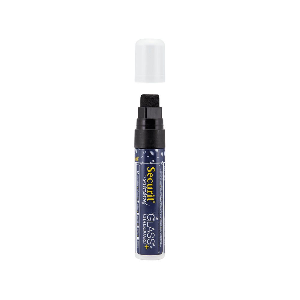 wasserfester Kreidemarker schwarz für das Beschriften von weissen Kreidetafeln und Glas, Kreidemarker wasserfest Schwarz 7-15mm Strichbreite