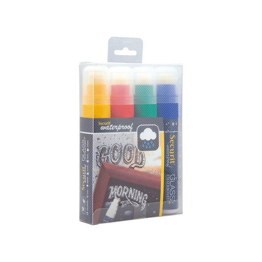 Securit® Kreidemarker Wasserfest, 7-15mm, 4er-Set, Farbig