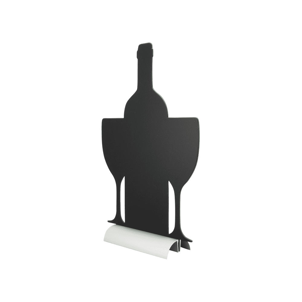 Weinflaschen Tischkreidetafel Aufsteller mit Aluminiumfuss, Gastro Tischtafel aufstellbar auf Tischen und Theken