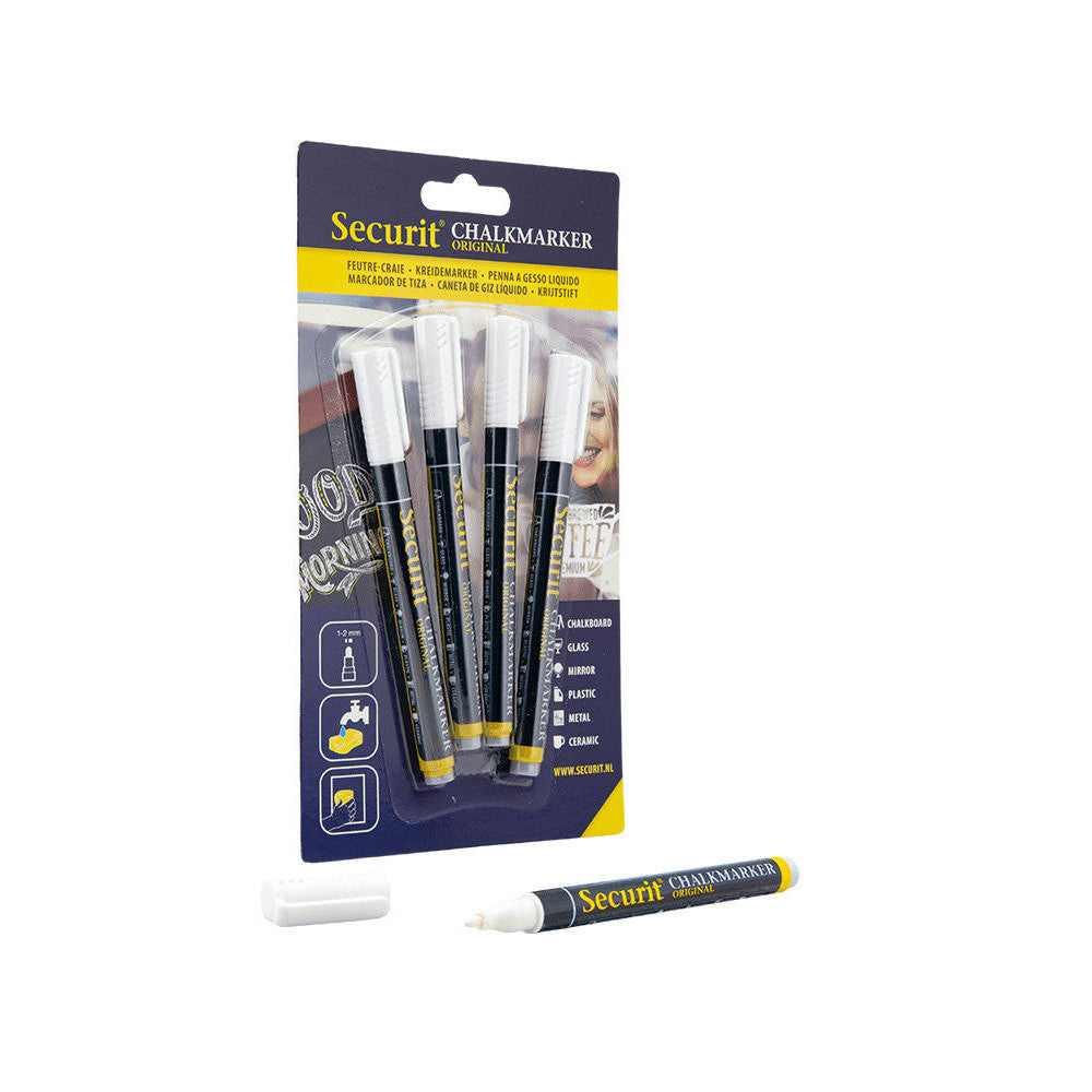 Securit® Kreidemarker, 1-2mm, 4er-Set, Weiss