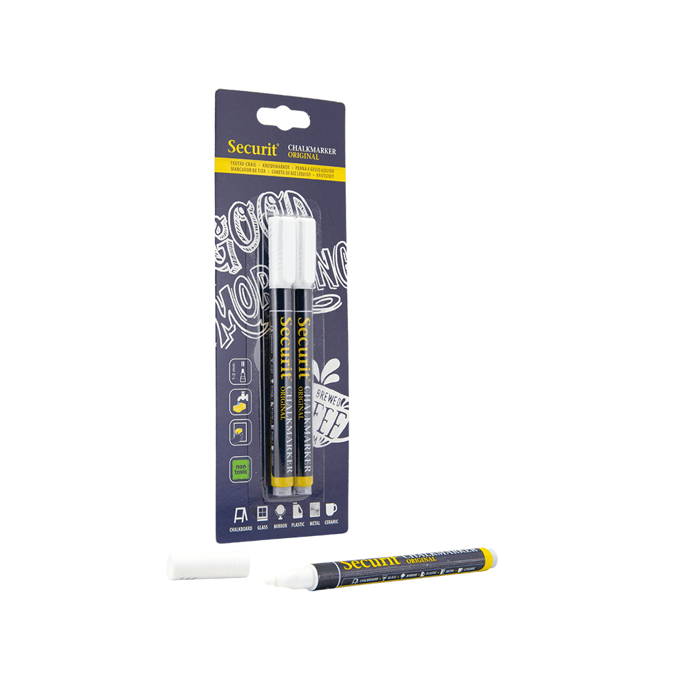 weisse Securit Kreidemarker mit 1-2mm Strichbreite, Kreidestifte weiss für Boards, Glas, etc.