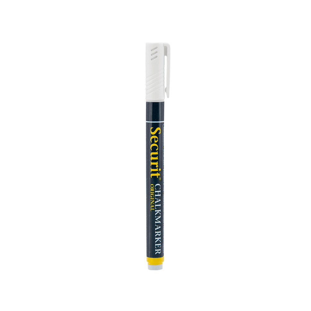 weisser Kreidemarker Securit für das Beschriften von Kreidetafeln, Kundenstopper und Glas-Weisser Kreidestift mit 2mm Spitze