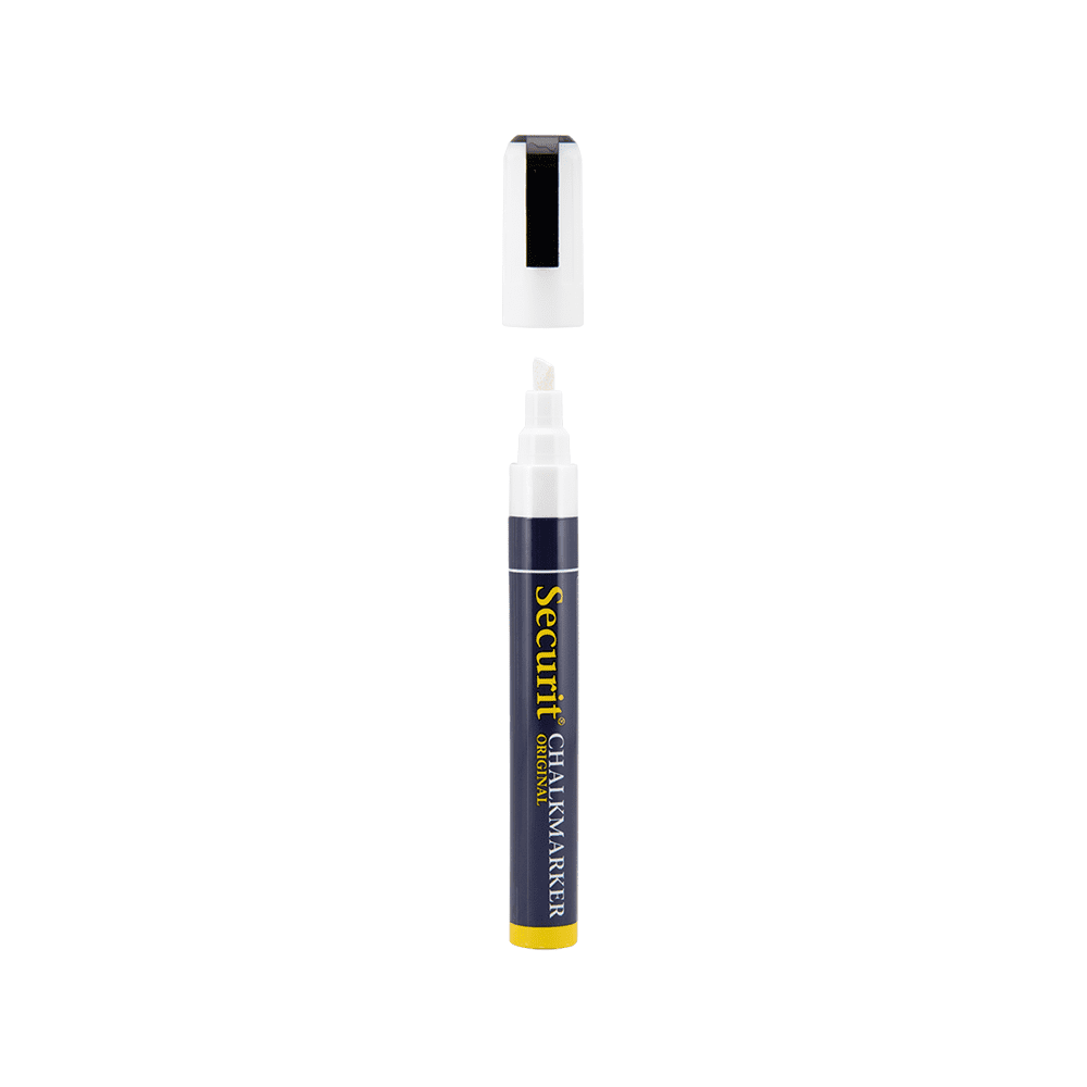 Weisser Kreidemarker Securit mit 2-6mm Spitze, dicker Kreidestift für die Beschriftung von Kaffe Kreidetafeln, weisser Kreidestift für Kundenstopper