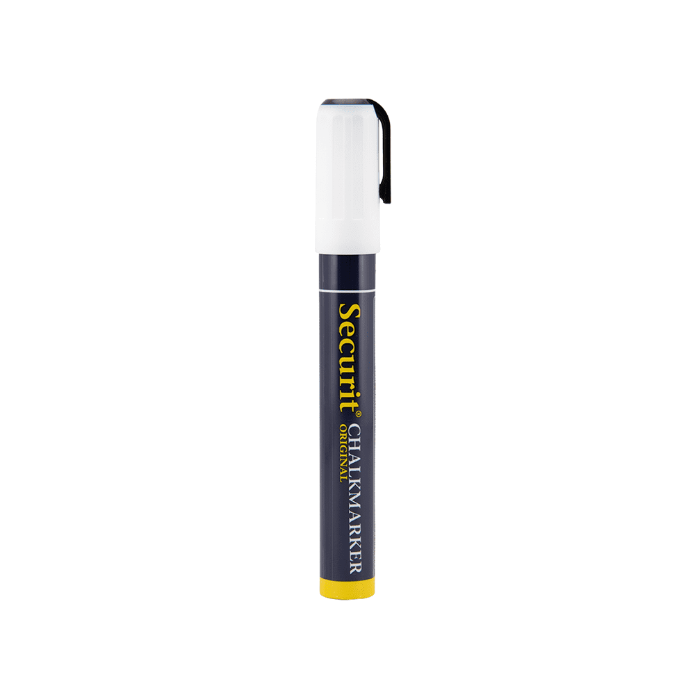 Weisser Kreidemarker Securit mit 2-6mm Spitze, dicker Kreidestift für die Beschriftung von Kaffe Kreidetafeln, weisser Kreidestift