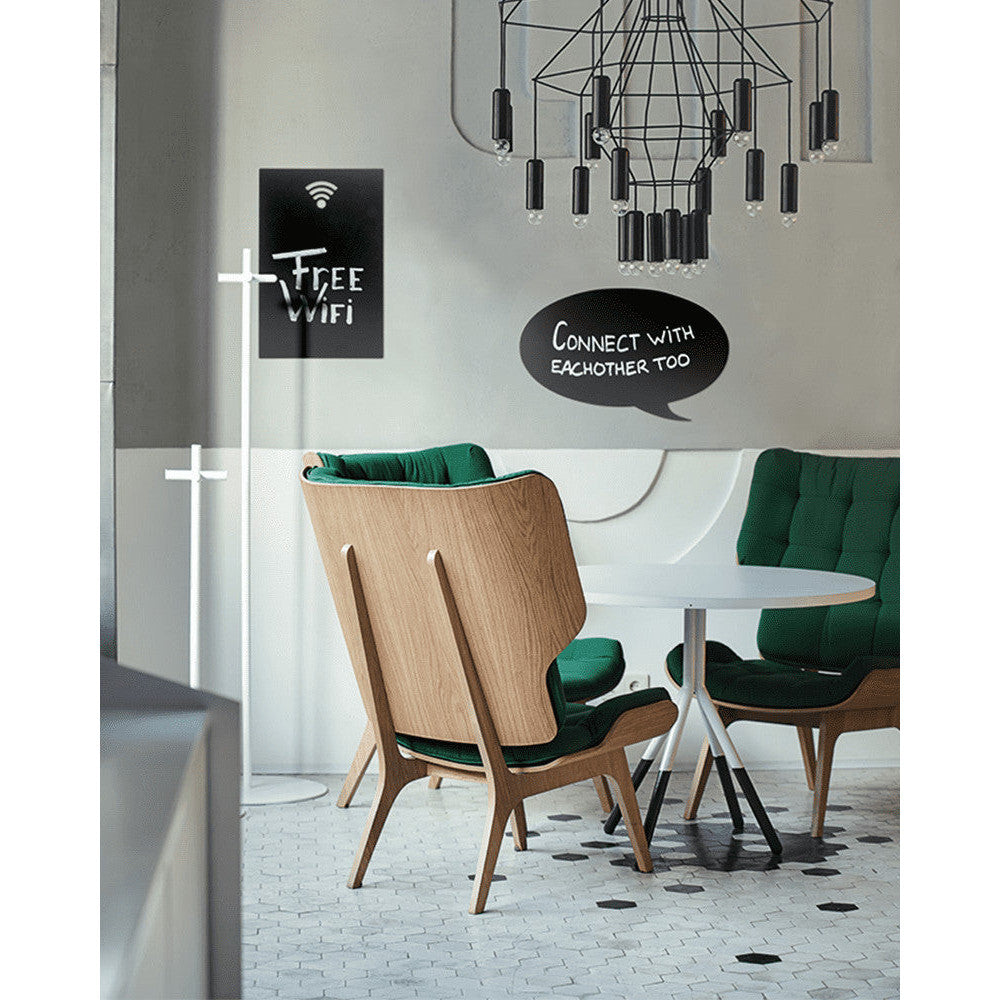 WiFi Kreidetafel schwarz ohne Rahmen, Securit Silhouetten Kreidetafel mit WiFi Icon