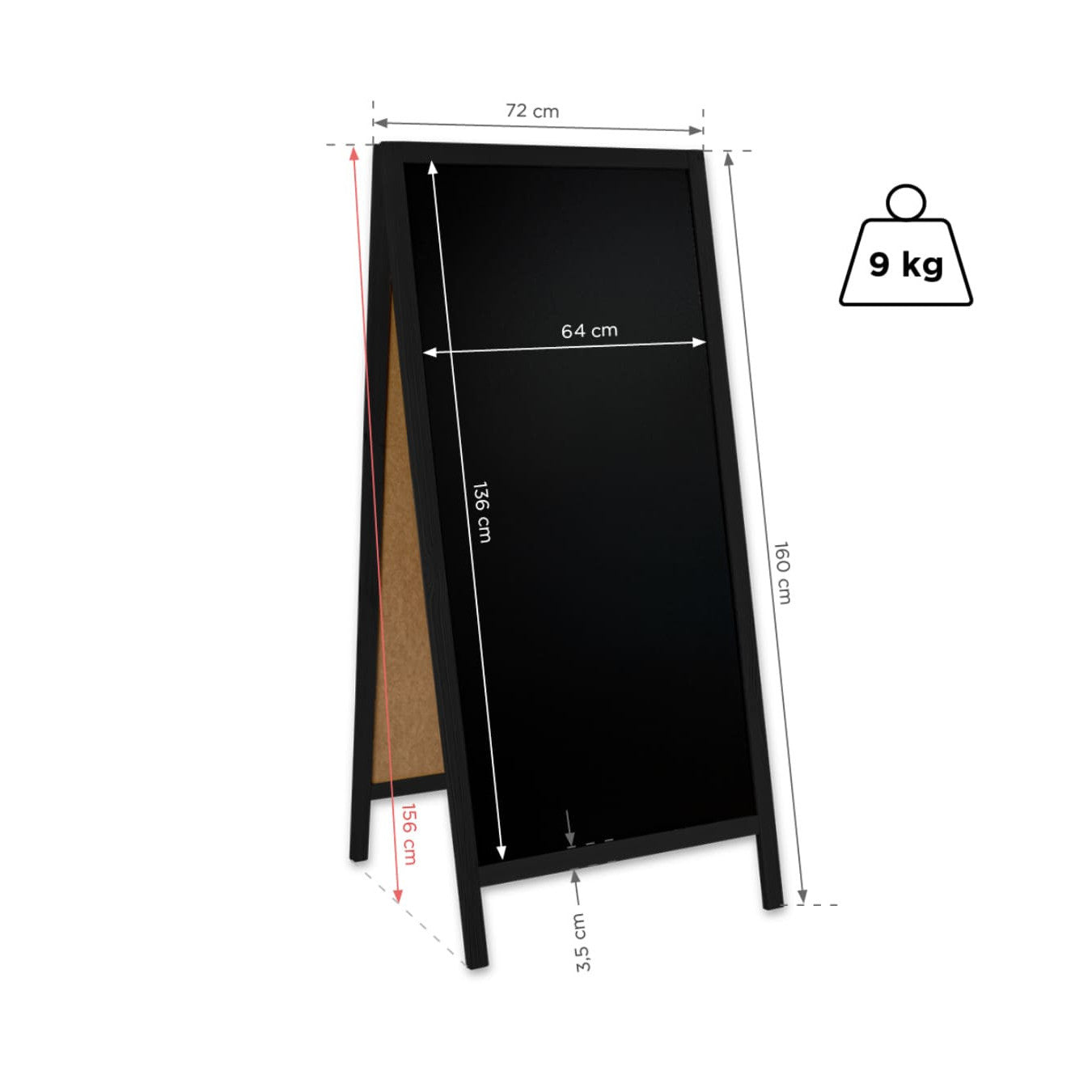 XXL Kundenstopper schwarz 160x72cm