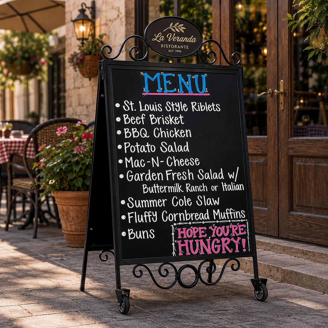 Heritage Sign Antik – Gehwegaufsteller mit Kreidetafel & Rollen
