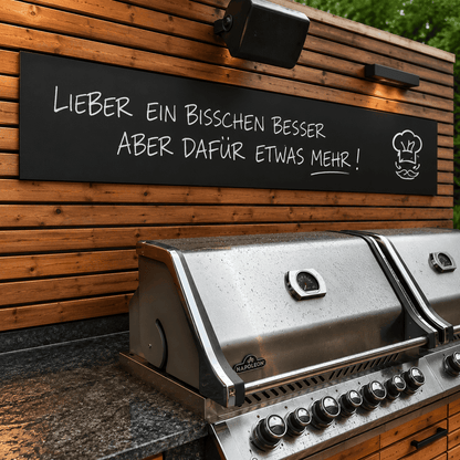 Wetterfeste Kreidetafel nach Mass – rahmenlos, robust & individuell (Outdoor)