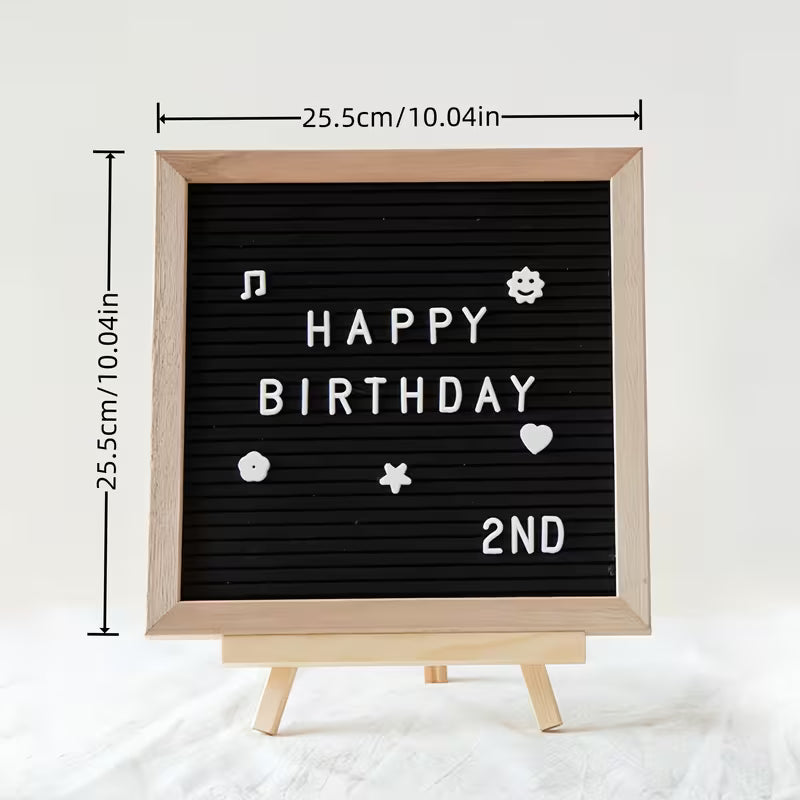 Filz Letterboard Schwarz mit Holzstaffelei & 340 Buchstaben