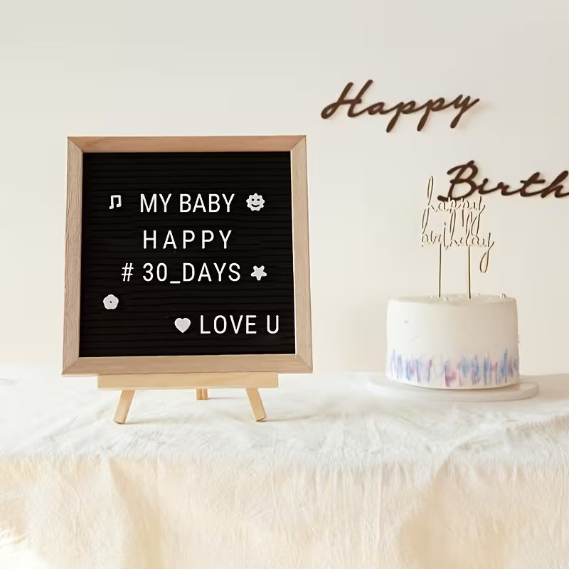 Filz Letterboard Schwarz mit Holzstaffelei & 340 Buchstaben