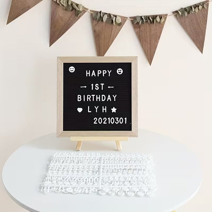 Filz Letterboard Schwarz mit Holzstaffelei & 340 Buchstaben