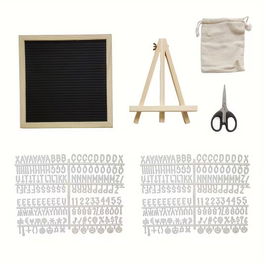 Filz Letterboard Schwarz mit Holzstaffelei & 340 Buchstaben