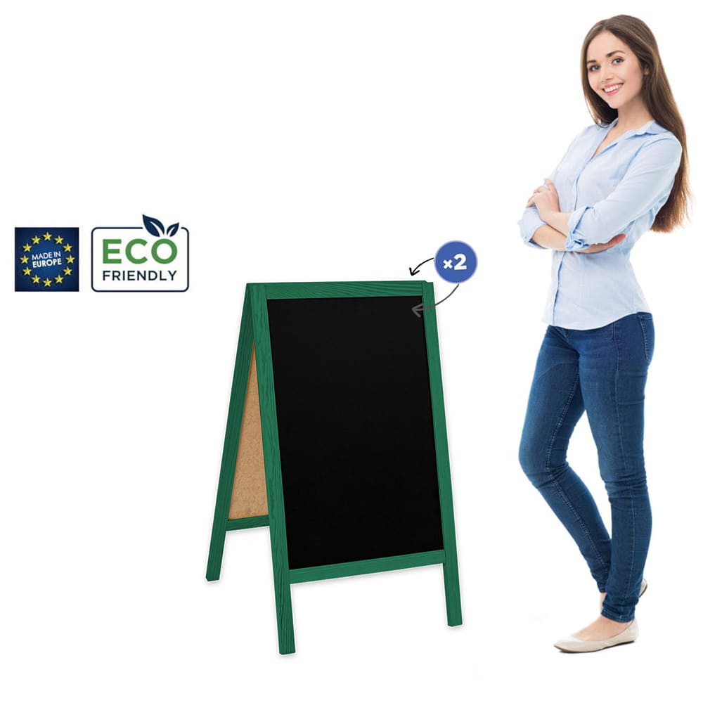 Holz Gehwegkreidetafel, 51x90cm, Grün, Indoor