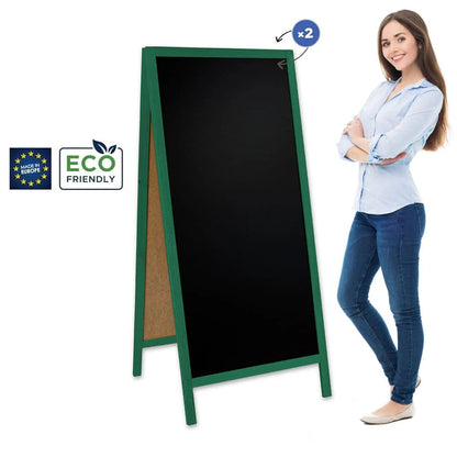 Holz Kreidetafel-Aufsteller, 172x60cm, Grün, Indoor