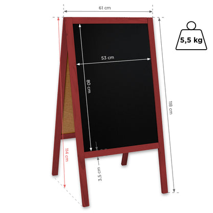 Holz Kreidetafel-Aufsteller, 61x118cmcm, Rot, Indoor