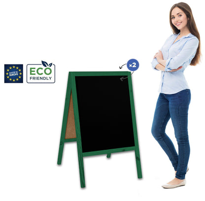 Holz Kreidetafel-Aufsteller, 60x100cm, Grün, Indoor