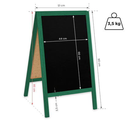 Holz Gehwegkreidetafel, 51x90cm, Grün, Indoor