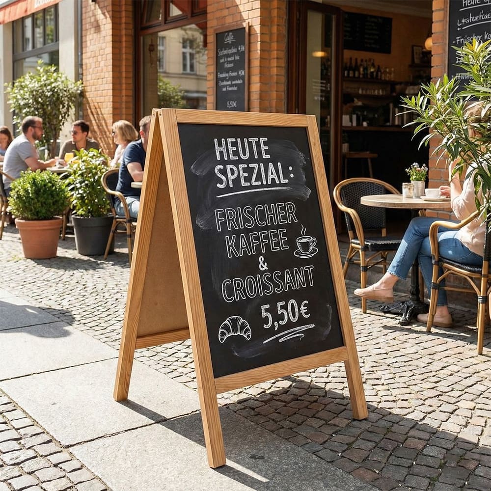 Holz Gehwegkreidetafel, 51x90cm, Natur, Indoor