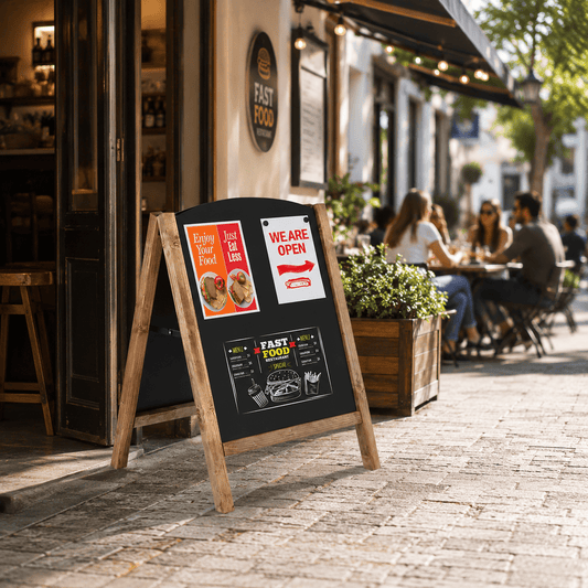 Outdoor Gehwegkreidetafel Holz 100x67cm Magnetisch – Dunkelbraun