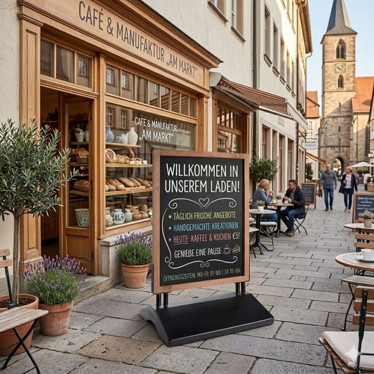 Holz Kundenstopper-Kreidetafel mit Wassertank, DIN A1, Outdoor