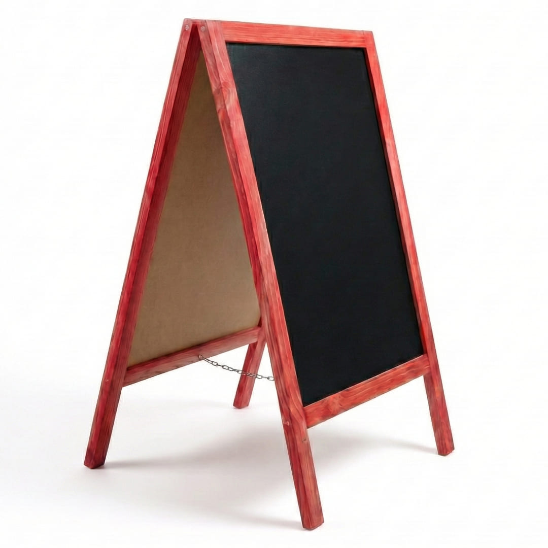 Holz Kreidetafel-Aufsteller, 60x100cm, Rot, Indoor