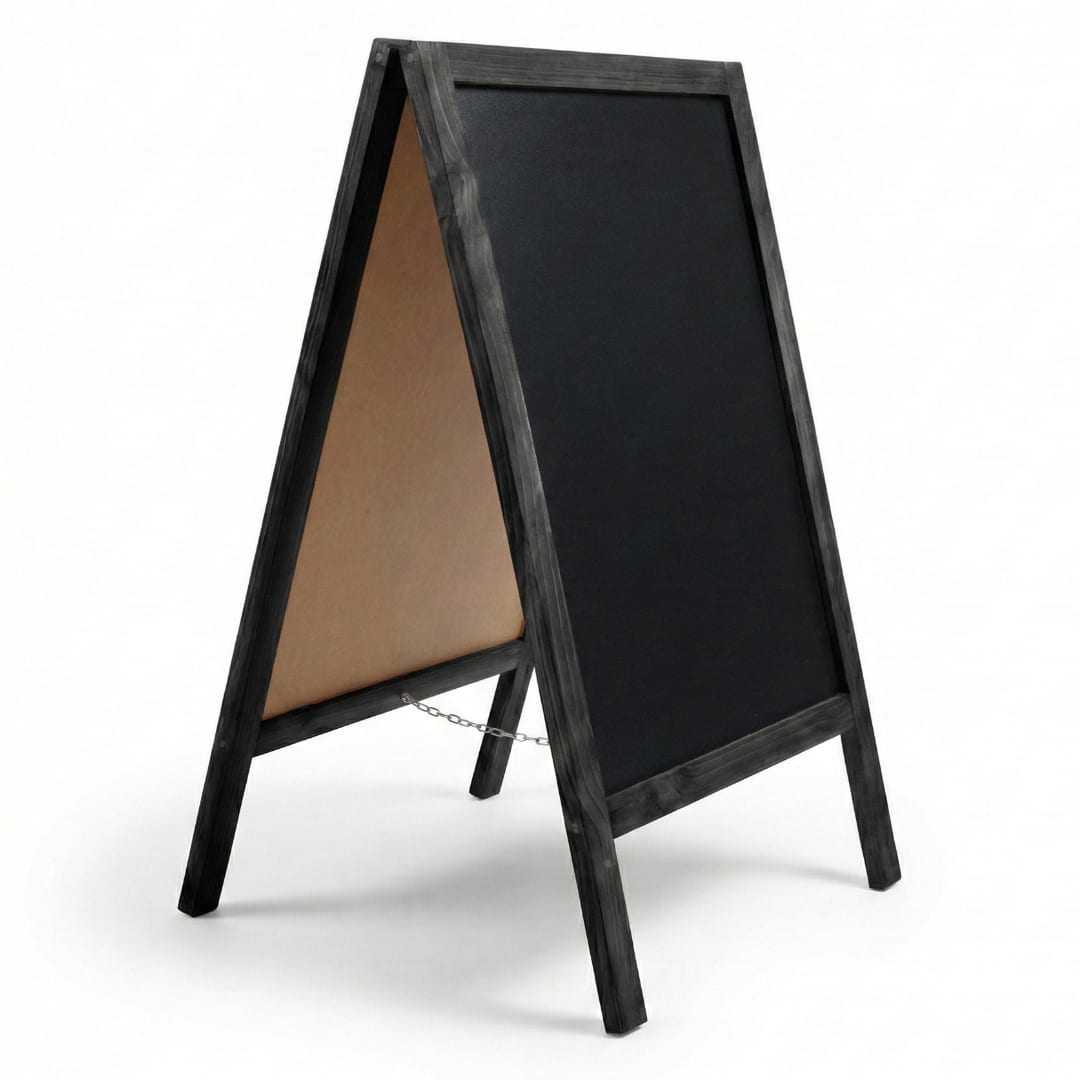Holz Kreidetafel-Aufsteller, 60x100cm, Schwarz, Indoor