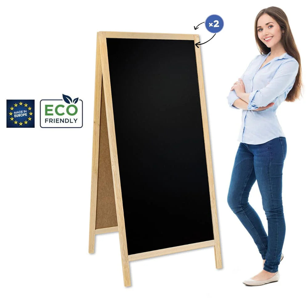 Holz Kreidetafel-Aufsteller, 172x60cm, Natur, Indoor