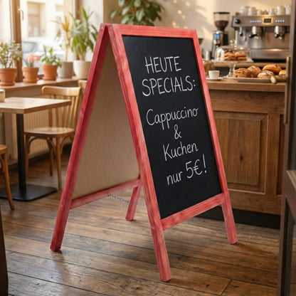 Holz Kreidetafel-Aufsteller, 60x100cm, Rot, Indoor