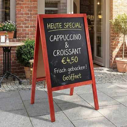 Holz Kreidetafel-Aufsteller, 61x118cmcm, Rot, Indoor