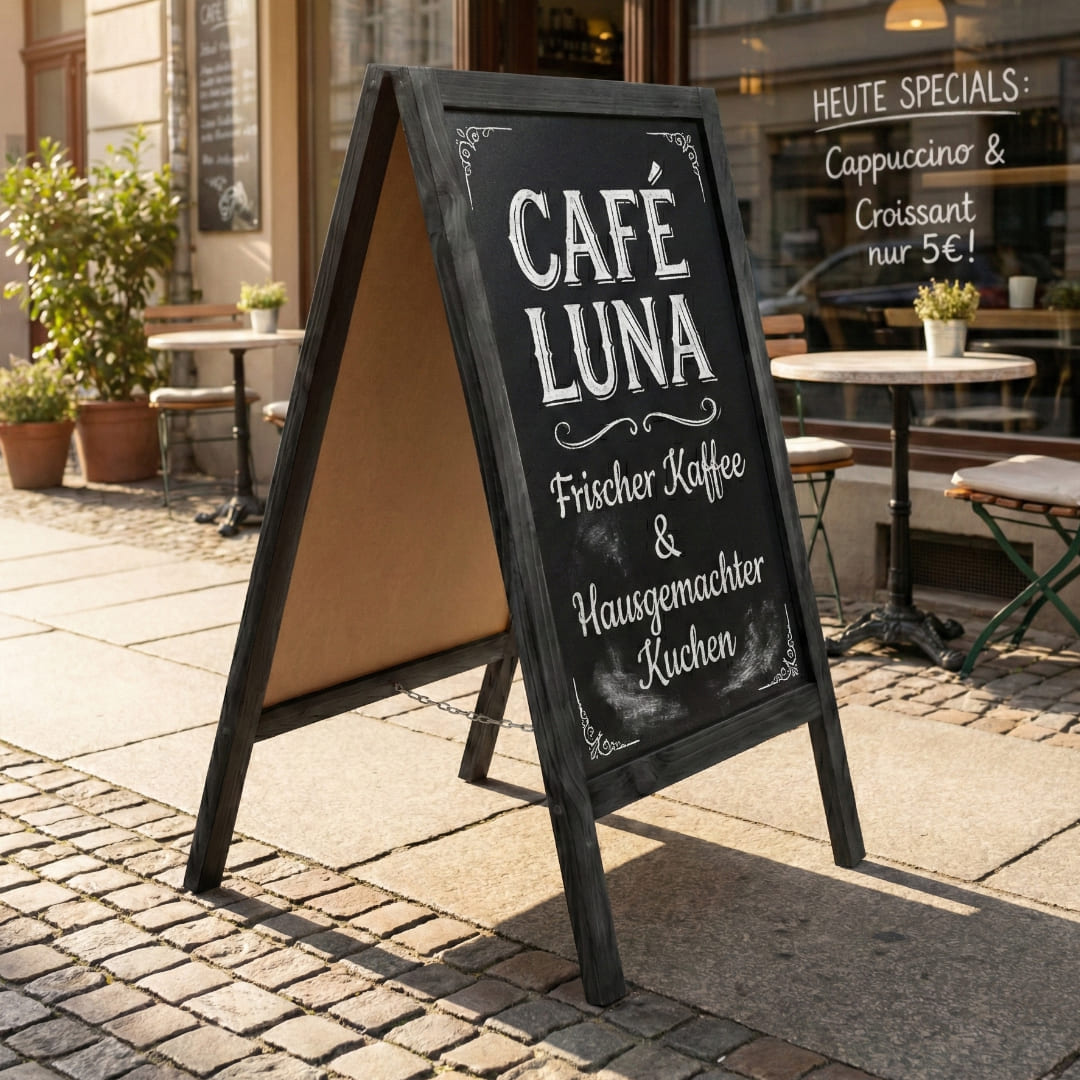 Holz Gehwegkreidetafel, 51x90cm, Schwarz, Indoor