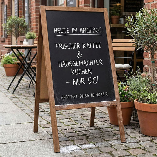 Holz Kreidetafel-Aufsteller, 61x118cmcm, Dunkelbraun, Indoor